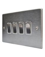 Hamilton 74R24SS-W Stainless Steel 4 Gang Light Switch