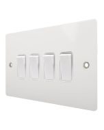 Hamilton 80R24WH-W Gloss White 10A 4 Gang Light Switch