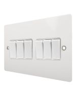 Hamilton 80R26WH-W Gloss White 10A 6 Gang Light Switch