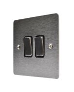 Hamilton 84R22SS-B Stainless Steel 10a 2 Gang Light Switch