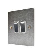 Hamilton 84R22SS-W Stainless Steel 10a 2 Gang Light Switch