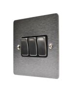 Hamilton 84R23SS-B Stainless Steel 10a 3 Gang Light Switch