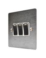 Hamilton 84R23SS-W Stainless Steel 10a 3 Gang Light Switch