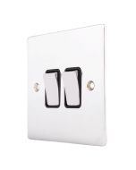 Hamilton 87R22BC-B Polished Chrome 10a 2 Gang Light Switch