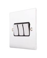 Hamilton 87R23BC-B Polished Chrome 10a 3 Gang Light Switch