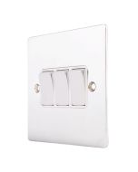 Hamilton 87R23BC-W Polished Chrome 10a 3 Gang Light Switch