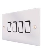 Hamilton 87R24BC-B Polished Chrome 10a 4 Gang Light Switch