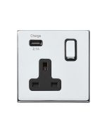 Hamilton 7G27SS1USBBC-B G2 Polished Chrome 13A single switched socket with 2.4A USB charger