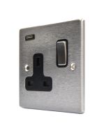 Hamilton 74SS1USBSS-B Stainless Steel Switched Single USB Socket 