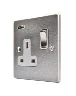 Hamilton 74SS1USBSS-W Stainless Steel Switched Single USB Socket 