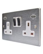 Hamilton 74SS2USBULTSS-W Stainless Steel Switched Double USB Socket 