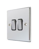 Hamilton 77R22BC-B Polished Chrome 2 Gang Light Switch