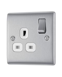 BG NBS21W Stainless Steel Single Switched 13A Socket