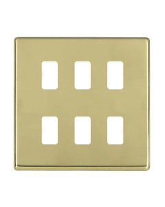 Hamilton 7G216GFP G2 Polished Brass 6 Gang grid-fix face plate (face plate only)