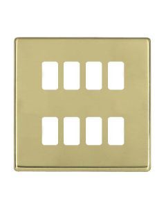 Hamilton 7G218GFP G2 Polished Brass 8 Gang grid-fix face plate (face plate only)