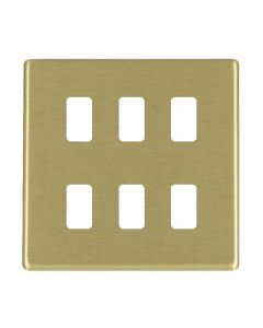 Hamilton 7G226GFP G2 Satin Brass 6 Gang grid-fix face plate (face plate only)