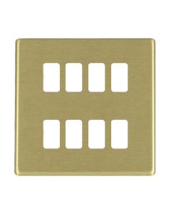 Hamilton 7G228GFP G2 Satin Brass 8 Gang grid-fix face plate (face plate only)