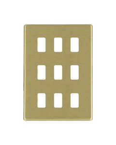 Hamilton 7G229GFP G2 Satin Brass 9 Gang grid-fix face plate (face plate only)