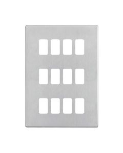 Hamilton 7G2412GFP G2 Satin Steel 12 Gang grid-fix face plate (face plate only)