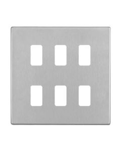 Hamilton 7G246GFP G2 Satin Steel 6 Gang grid-fix face plate (face plate only)