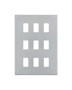 Hamilton 7G249GFP G2 Satin Steel 9 Gang grid-fix face plate (face plate only)