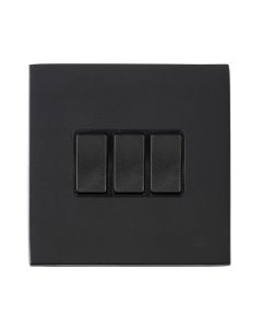 Hamilton Hartland G2 Matt Black 10a 3 Gang Light Switch