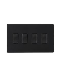 Hamilton Hartland G2 Matt Black 10a 4 Gang Light Switch