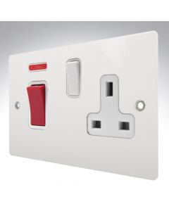 Hamilton 8045SS1WH-W Gloss White 45A Cooker + Socket + Neon