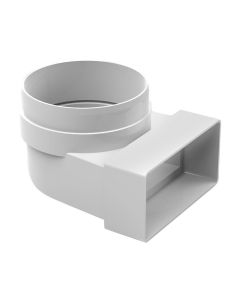 National Ventilation MONV5644 Rectangular Flat Duct 204 x 60 mm Elbow Bend 90 Degree 102 mm Adaptor