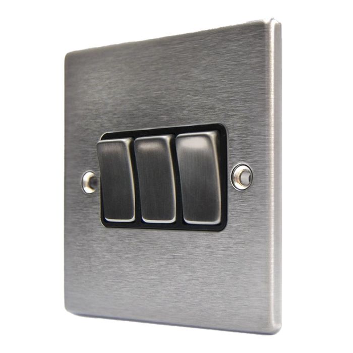 Hamilton 74R23SS-B Stainless Steel 3 Gang Light Switch