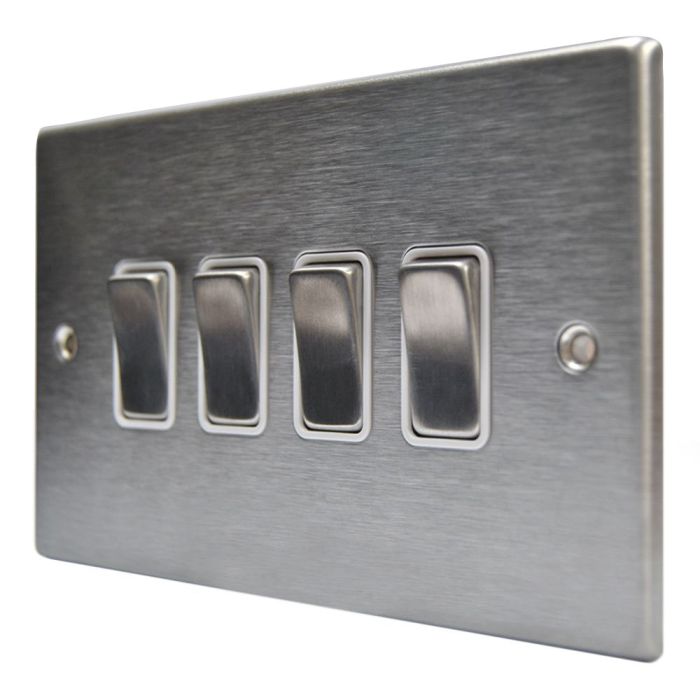 Hamilton 74R24SS-W Stainless Steel 4 Gang Light Switch