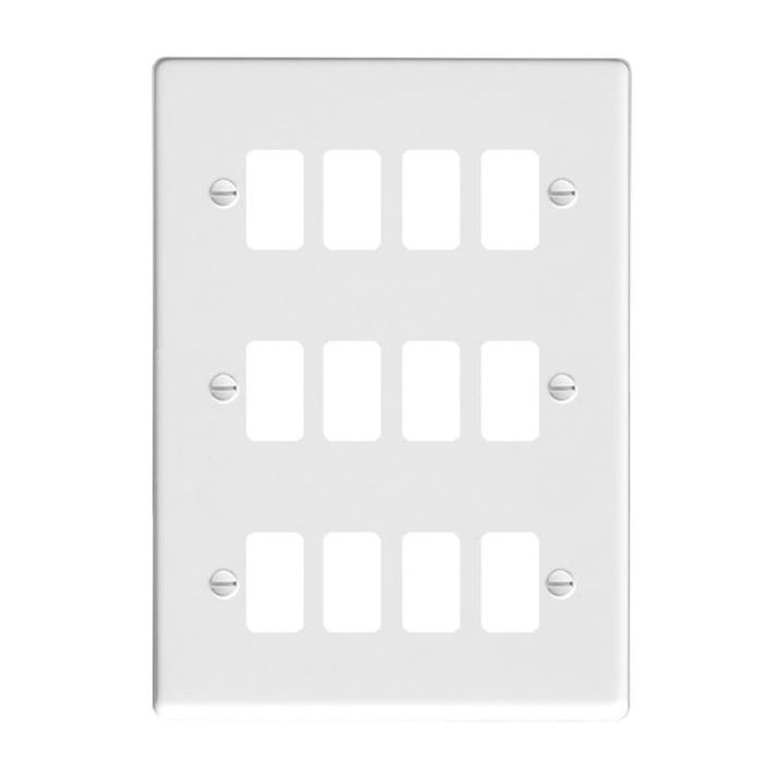 Hamilton 8012GP Gloss White 12 Gang Grid Fix Aperture Plate with Grid