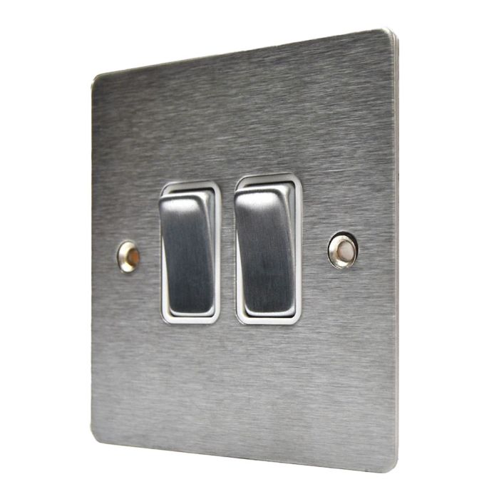 Hamilton 84R22SS-W Stainless Steel 10a 2 Gang Light Switch