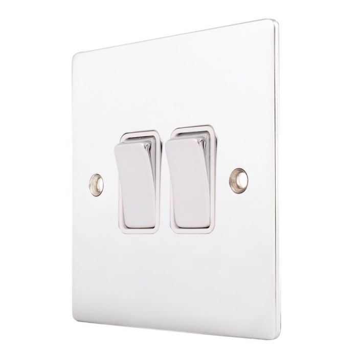 Hamilton 87R22BC-W Polished Chrome 10a 2 Gang Light Switch