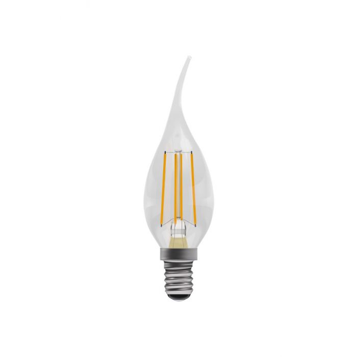 BELL 60729 3.3W LED Dimmable Filament Bent Tip Candle Bulb - SES, Clear, 2700K