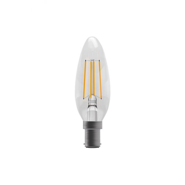BELL 60727 3.3W LED Dimmable Filament Candle Bulb - ES, Clear, 4000K