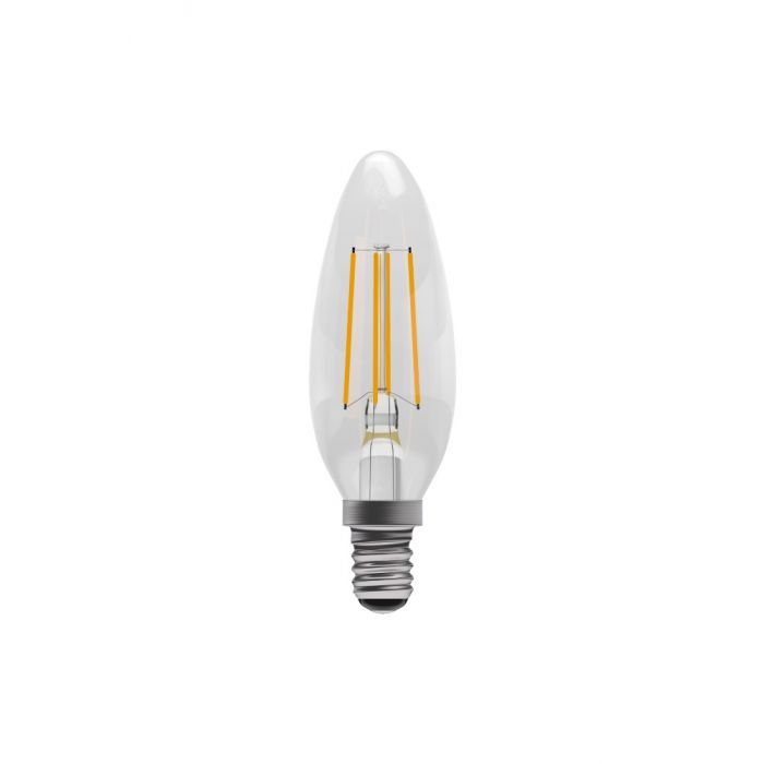 BELL 60726 3.3W LED Dimmable Filament Candle Bulb - SBC, Clear, 4000K