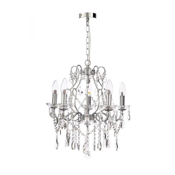 Forum Spa Pro Annalee Large 5 Light Chandelier Chrome