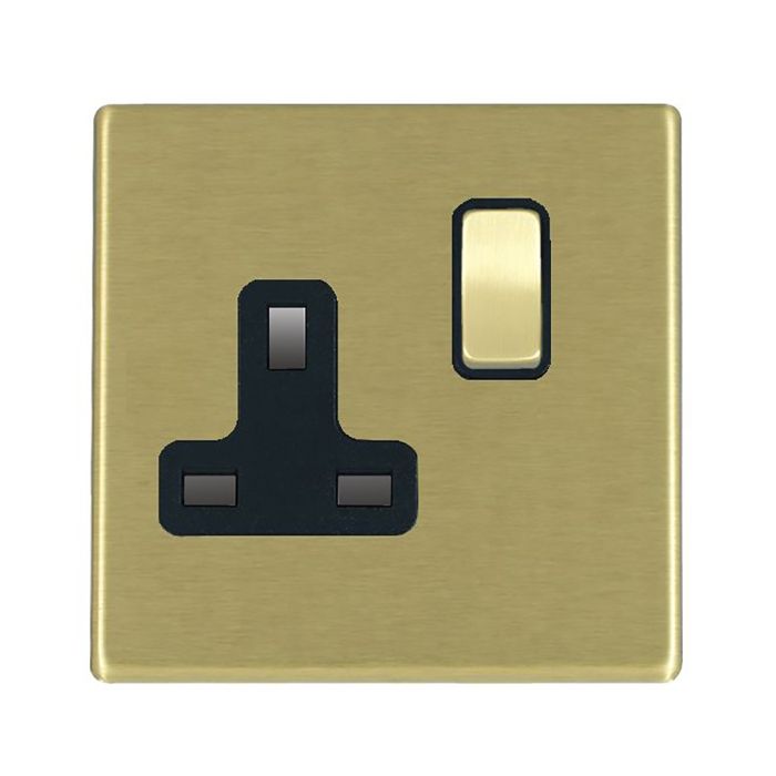 Hamilton 7G22SS1SB-B G2 Satin Brass 13A single switched socket