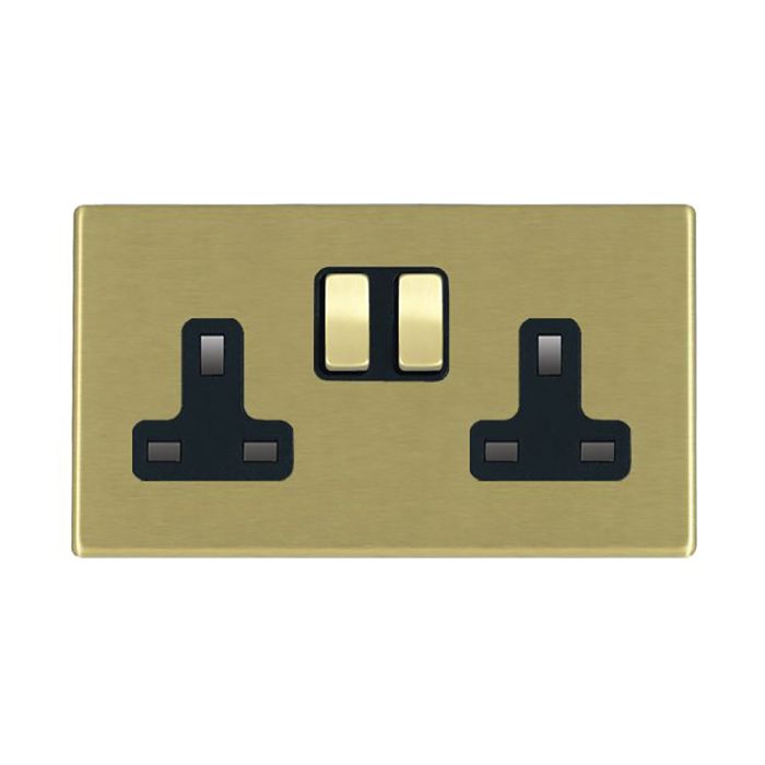 Hamilton 7G22SS2SB-B G2 Satin Brass 13A double switched socket