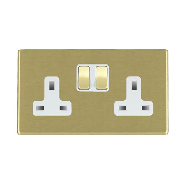 Hamilton 7G22SS2SB-W G2 Satin Brass 13A double switched socket