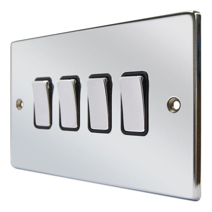 Hamilton 77R24BC-B Polished Chrome 4 Gang Light Switch