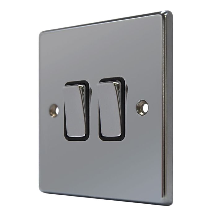 Hamilton 78R22BK-B Black Nickel 2 Gang Light Switch